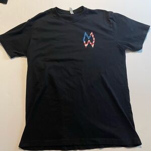 Morgan Wallen Next Level Apparel Black Short Sleeve Tee with Red & Blue Logo